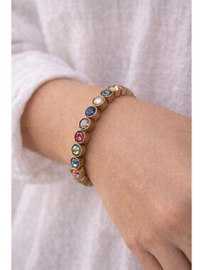 Stella & Dot Multi Color Rhinestone Stretch Tennis Bracelet